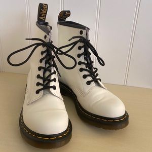 White lace-up Doc Martens